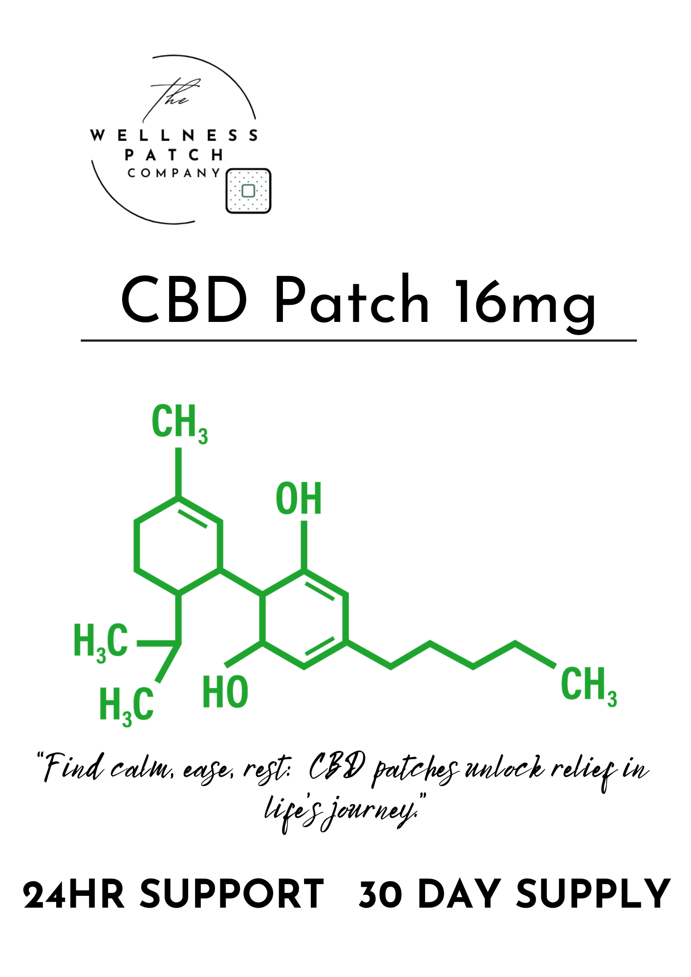 16mg CBD PATCH 30 day Supply 24 hr Support SALE