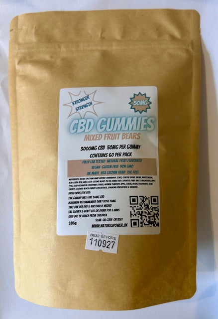 CBD Gummies Mixed Fruit Gummy Bears 50mg CBD 60 pack