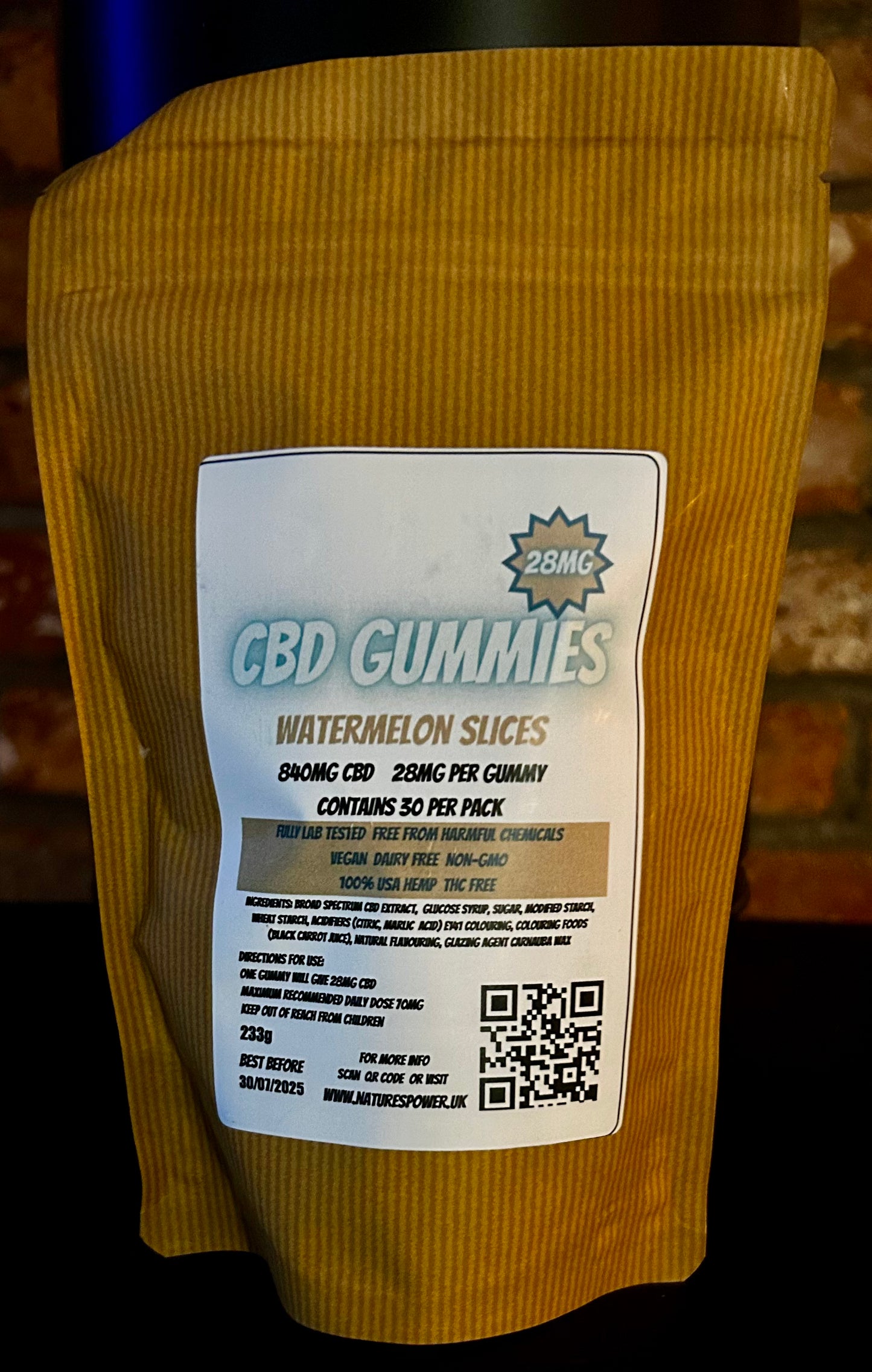 CBD Gummies Watermelon 28mg from Nature's Power pack of 30