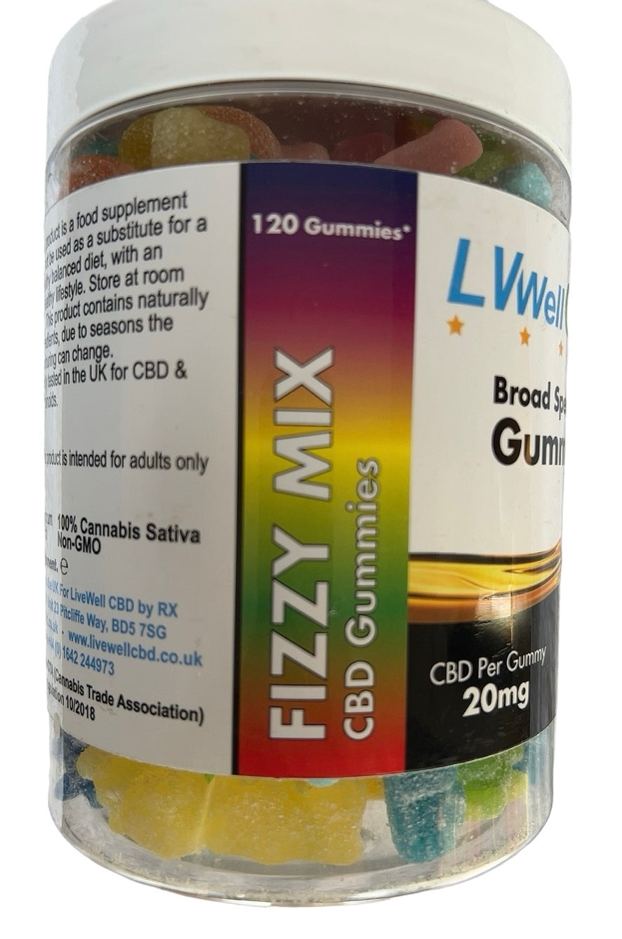 CBD Gummies from LVWell Fizzy Fruit Mix Large 2400mg