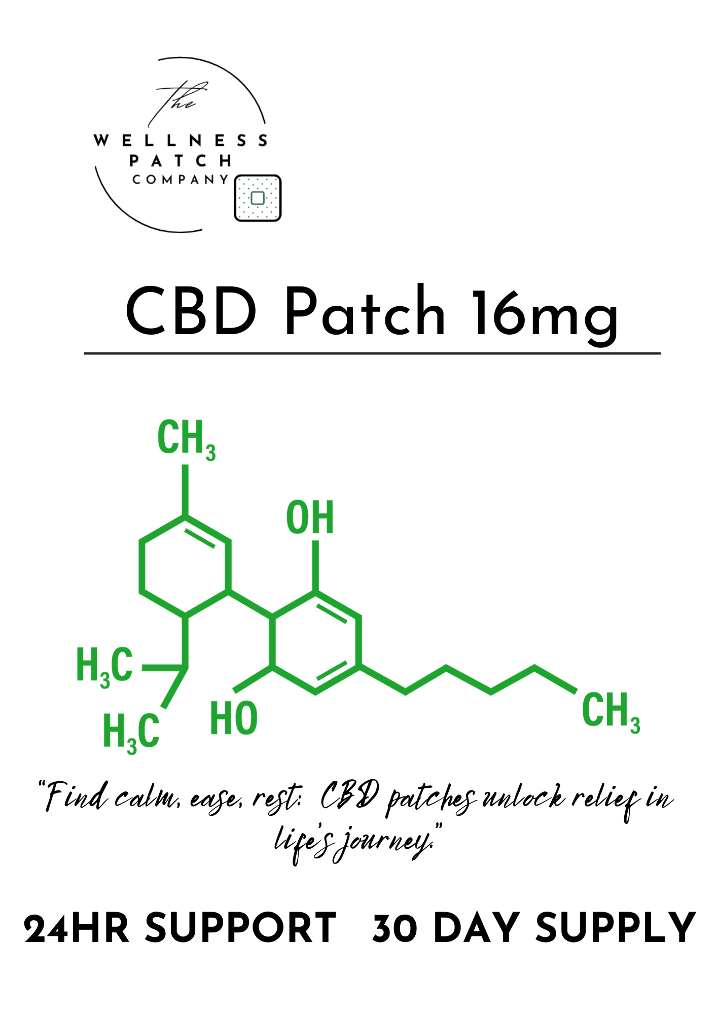 16mg CBD PATCH 30 day Supply 24 hr Support