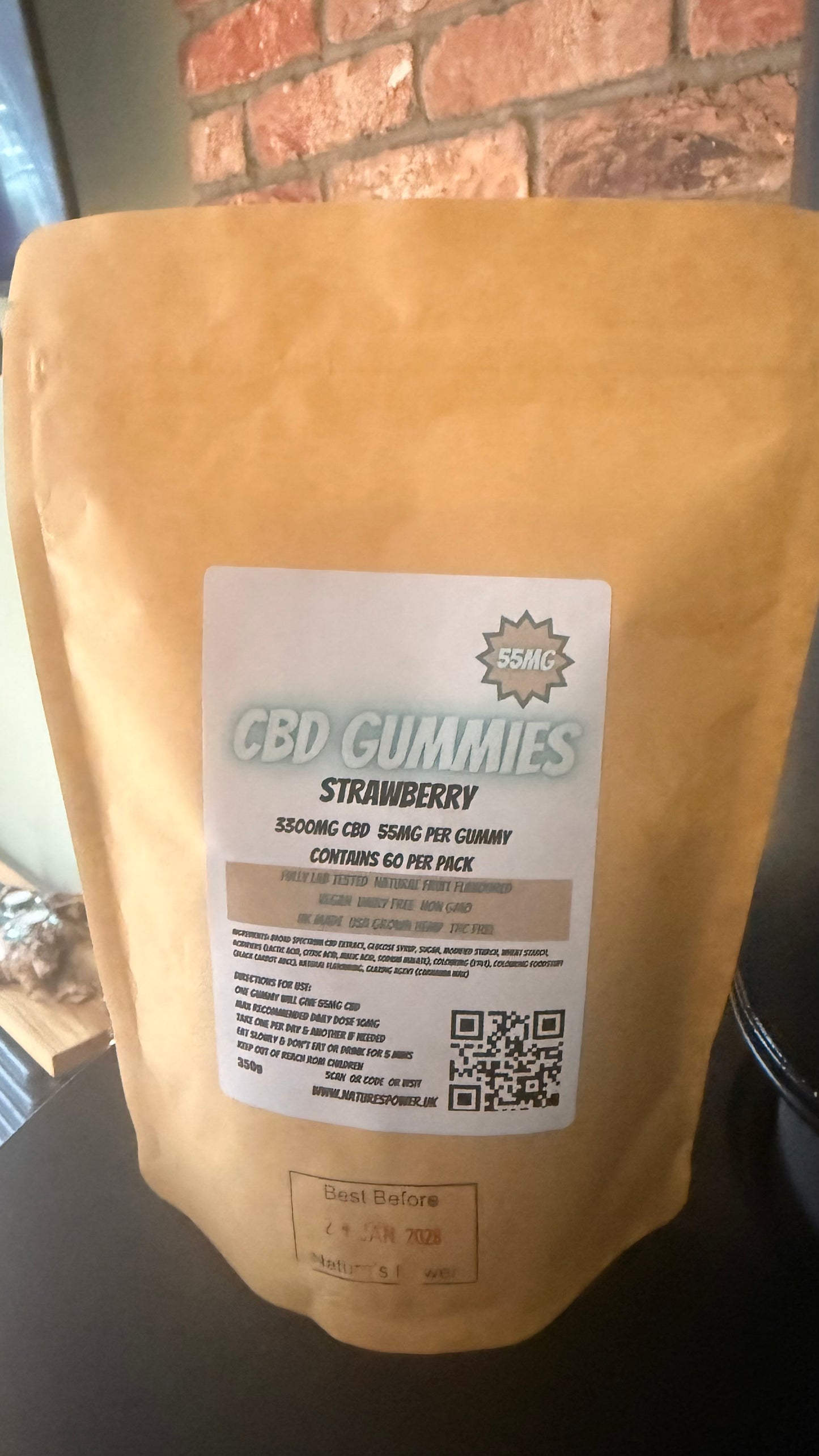 CBD Strawberry Gummies 55mg 60 pack