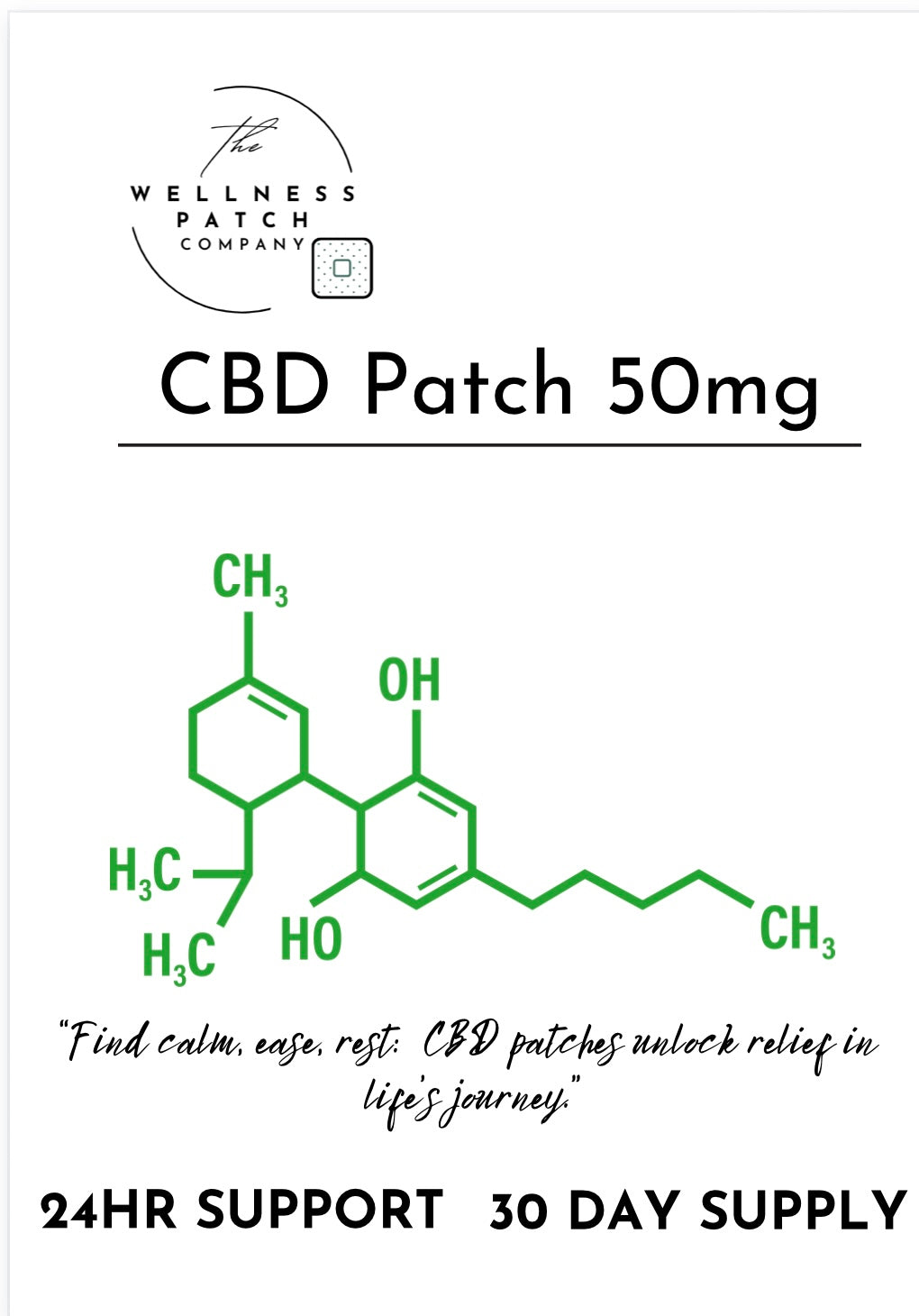 50g CBD PATCH 24 Hour Support 30 day Supply