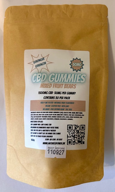 CBD Gummies Mixed Fruit Gummy Bears 50mg CBD 30 pack
