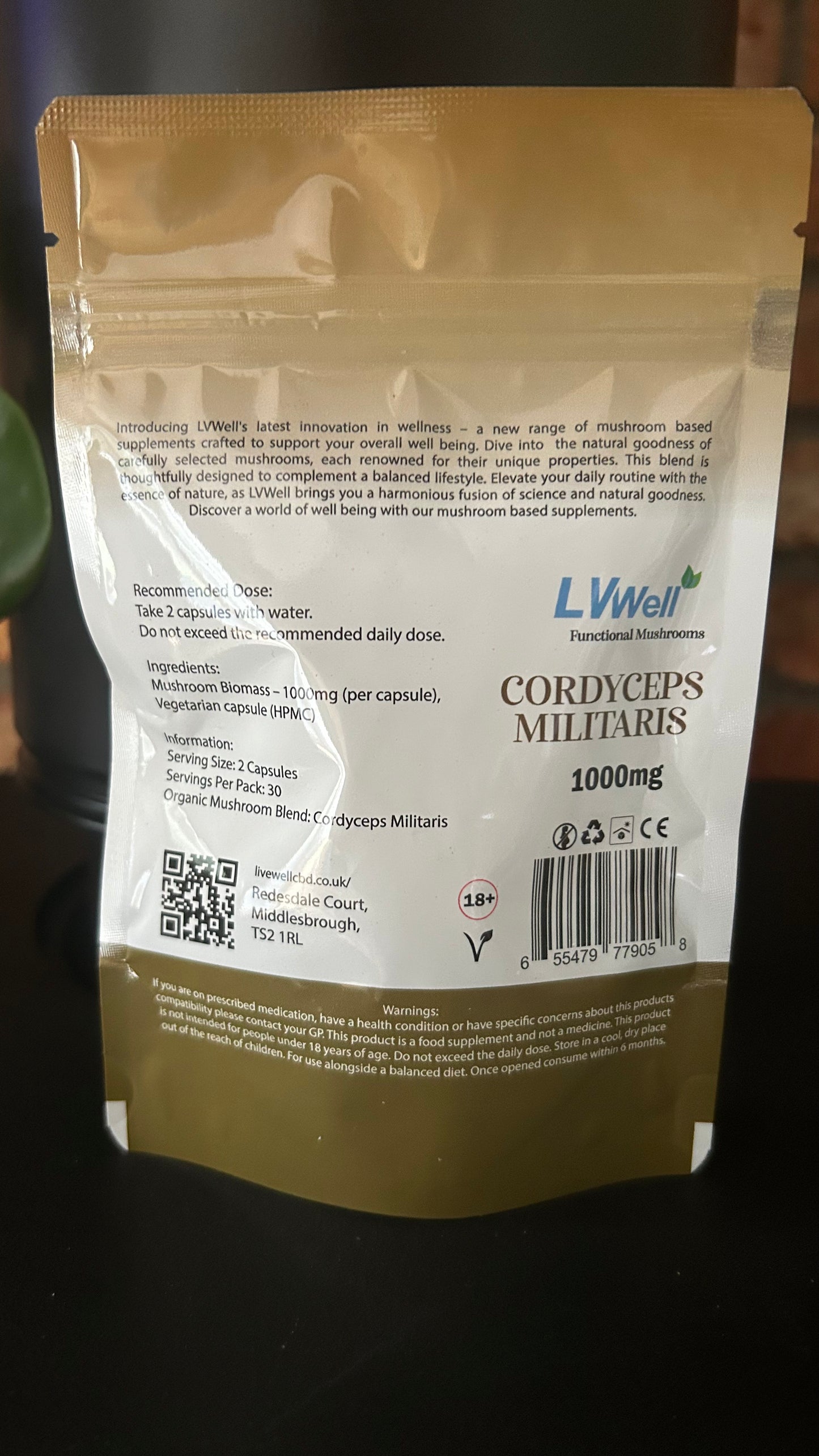 Mushroom Capsules  Cordyceps Militaris - 60 Capsules 1000mg