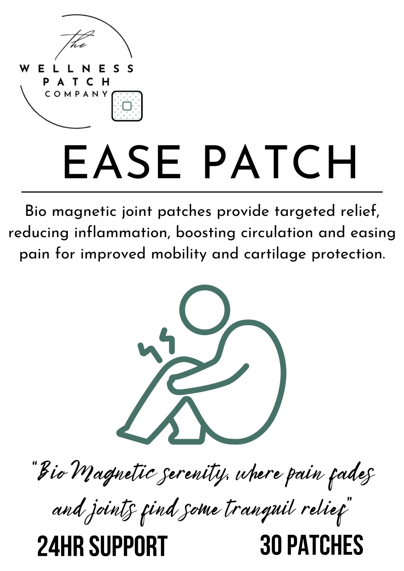 All Plant Ingredients EASE PATCH 24Hr SUPPORT for Bones & Joints 30 Day Supply