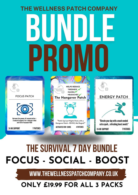 BUNDLE SAMPLER  PATCHES-THE SURVIVAL PACK -7 DAY BUNDLE FOCUS, ENERGY & HANGOVER