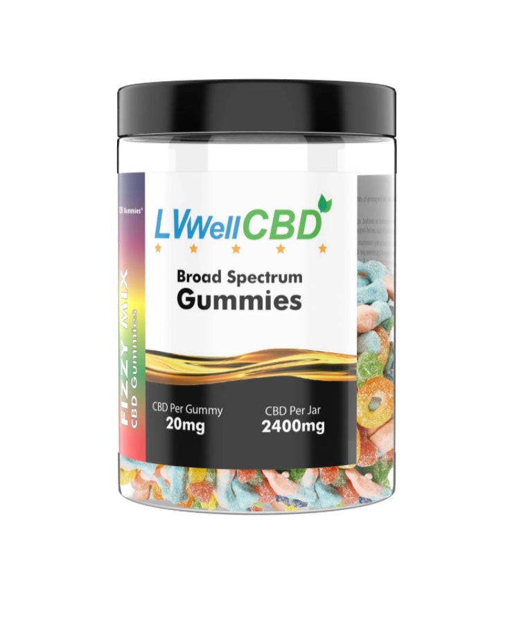 CBD Gummies from LVWell Fizzy Fruit Mix Large 2400mg