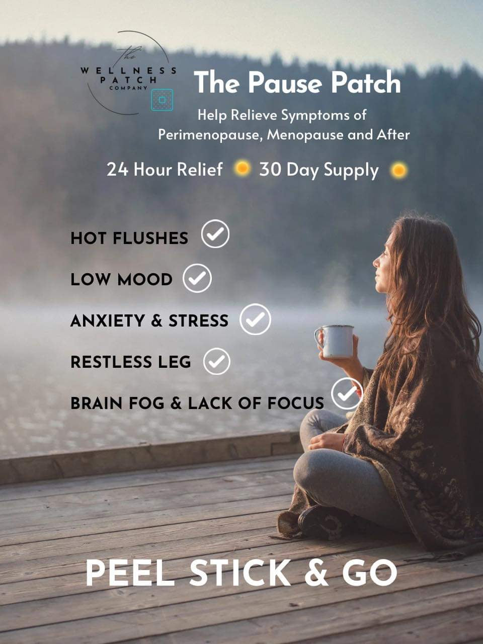 All Plant Ingredients PAUSE PATCH 24 Hr Support 30 day Supply