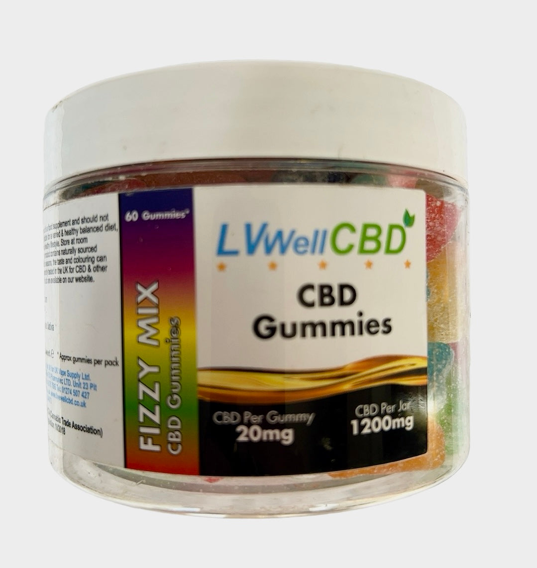 CBD Gummies from LVWell Fizzy  Mix 1200mg Jar